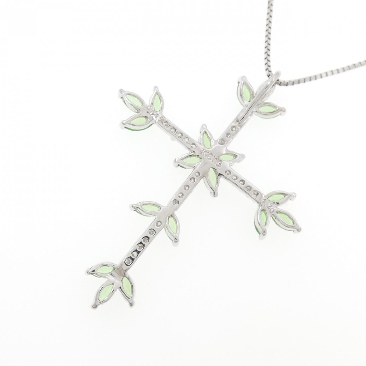 K18WG グリーンガーネット ネックレス 1.20CT
