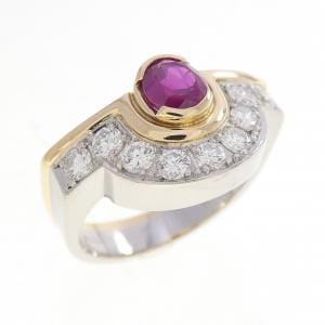 PT900/K18YG 非加熱 ルビー リング 0.62CT ビルマ産