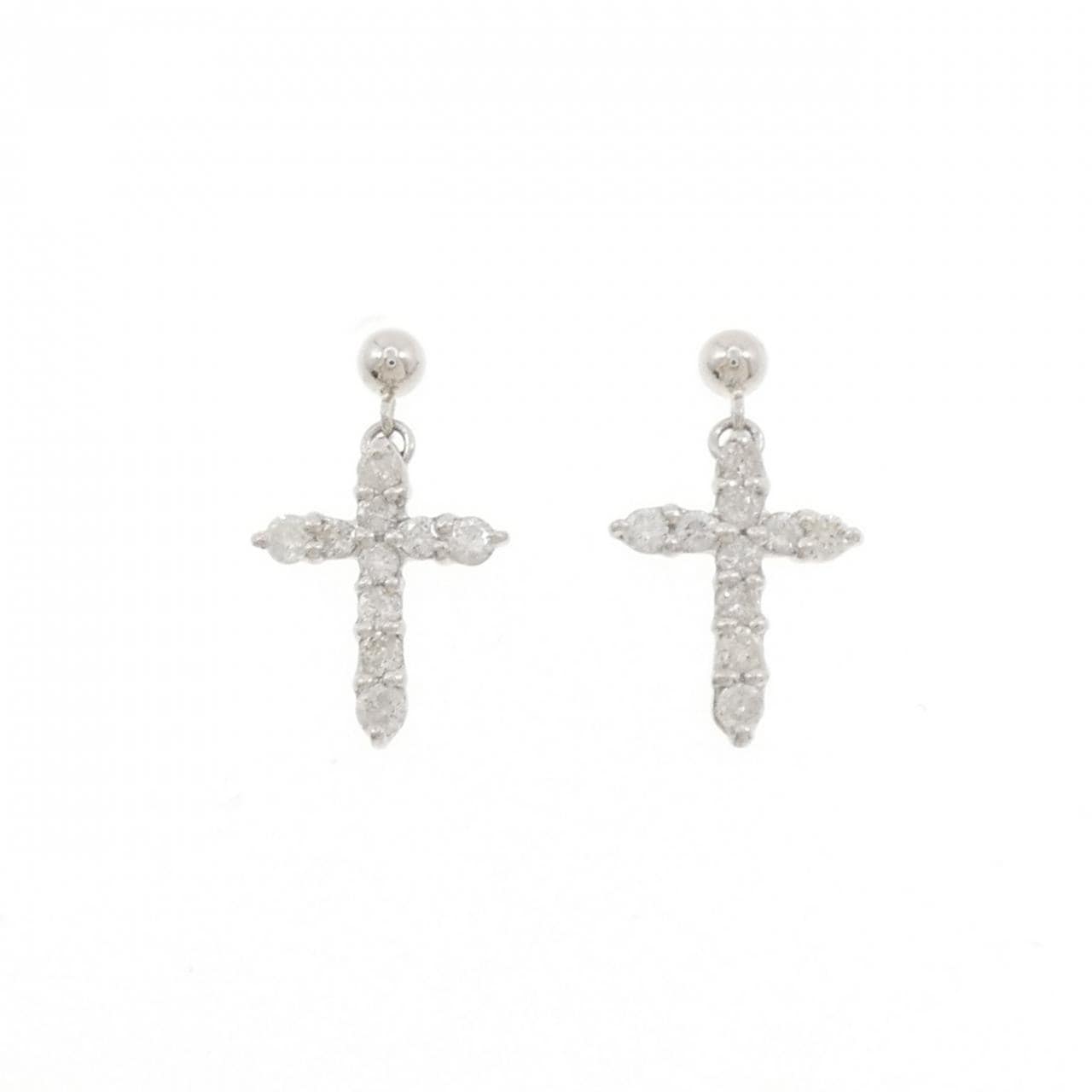 PT900 クロス ダイヤモンド ピアス 0.50CT