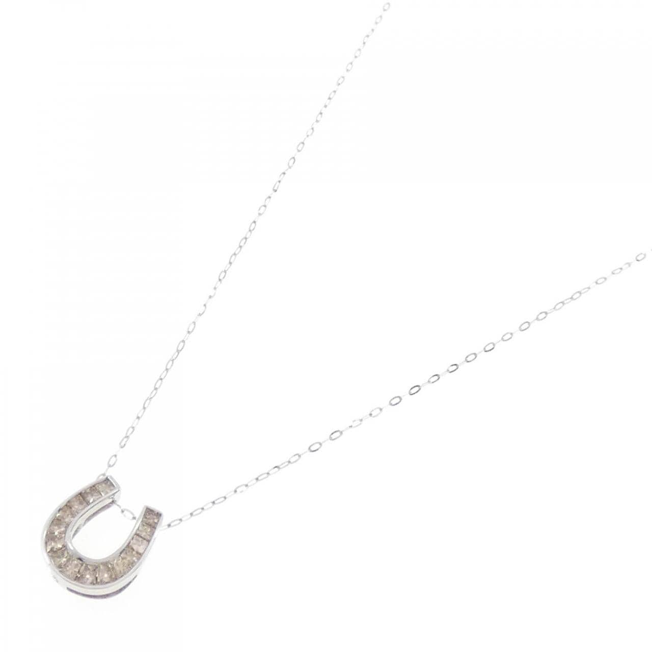 K18WG Horseshoe Diamond Necklace