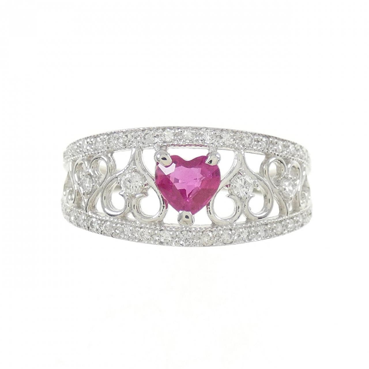 PT ハート ルビー リング 0.372CT