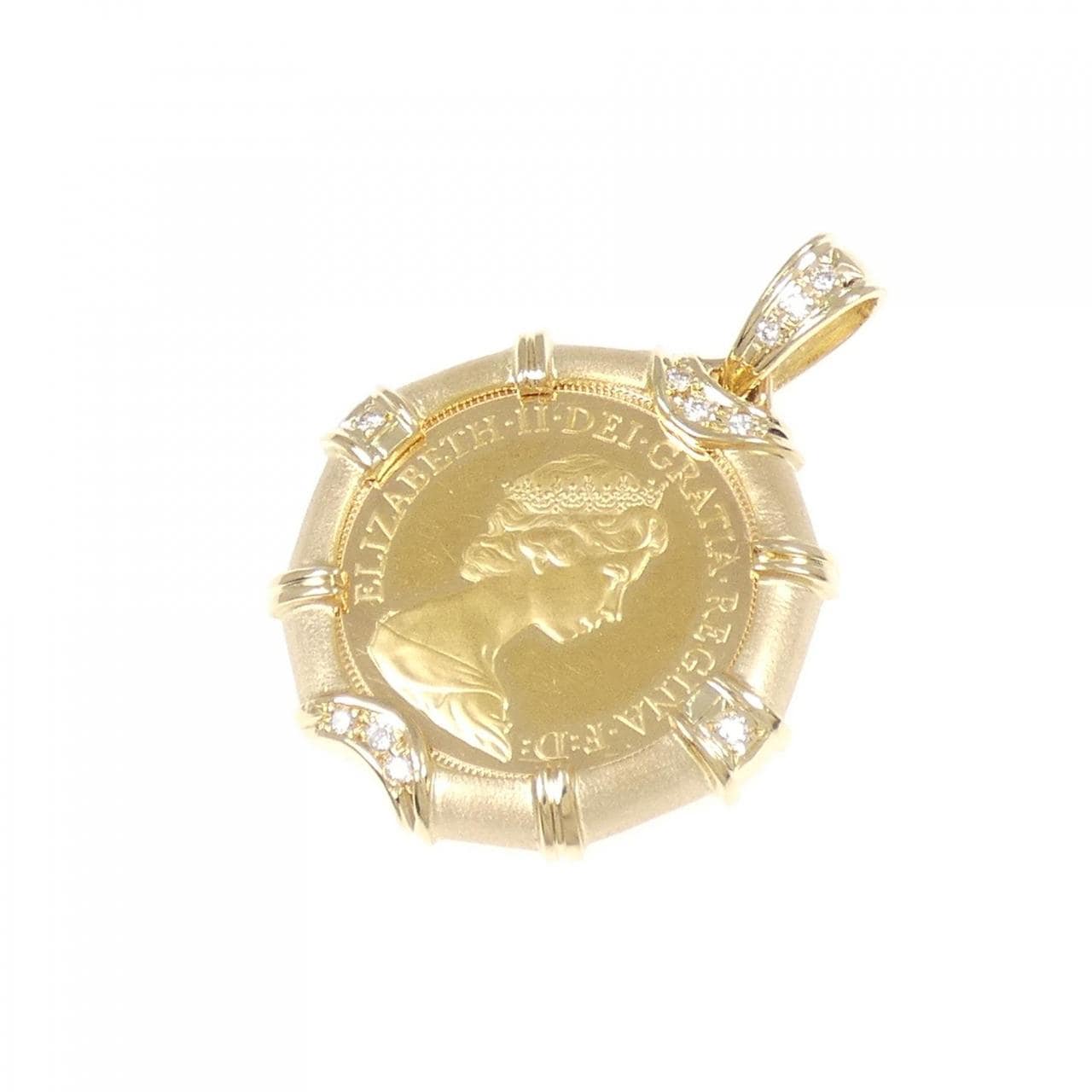 K18YG钻石硬币吊坠 0.11CT
