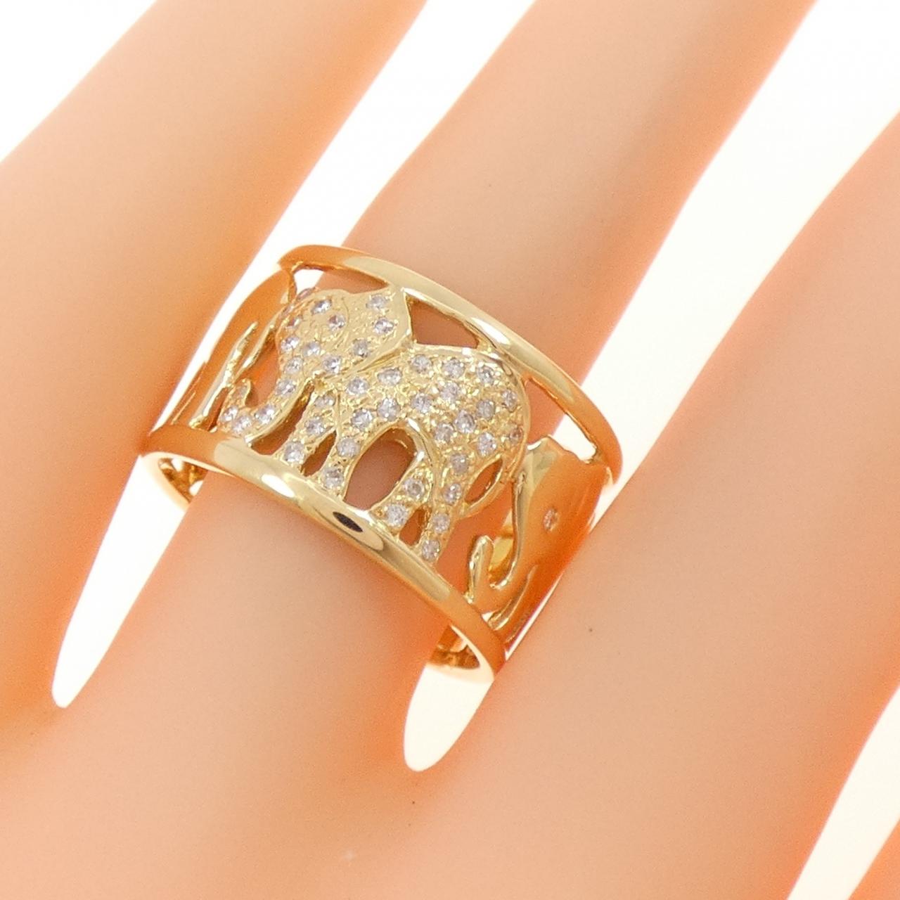 K18YG Elephant Diamond Ring 0.28CT