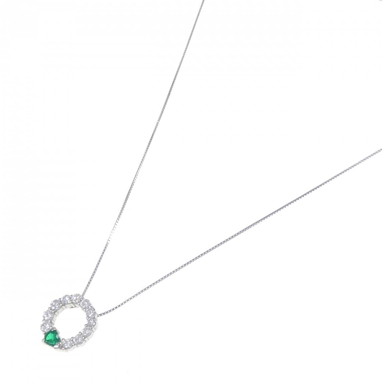 PT900/PT850 エメラルド ネックレス 0.32CT