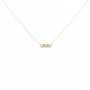【新品】K18YG スリーストーン ダイヤモンド ネックレス 0.15CT