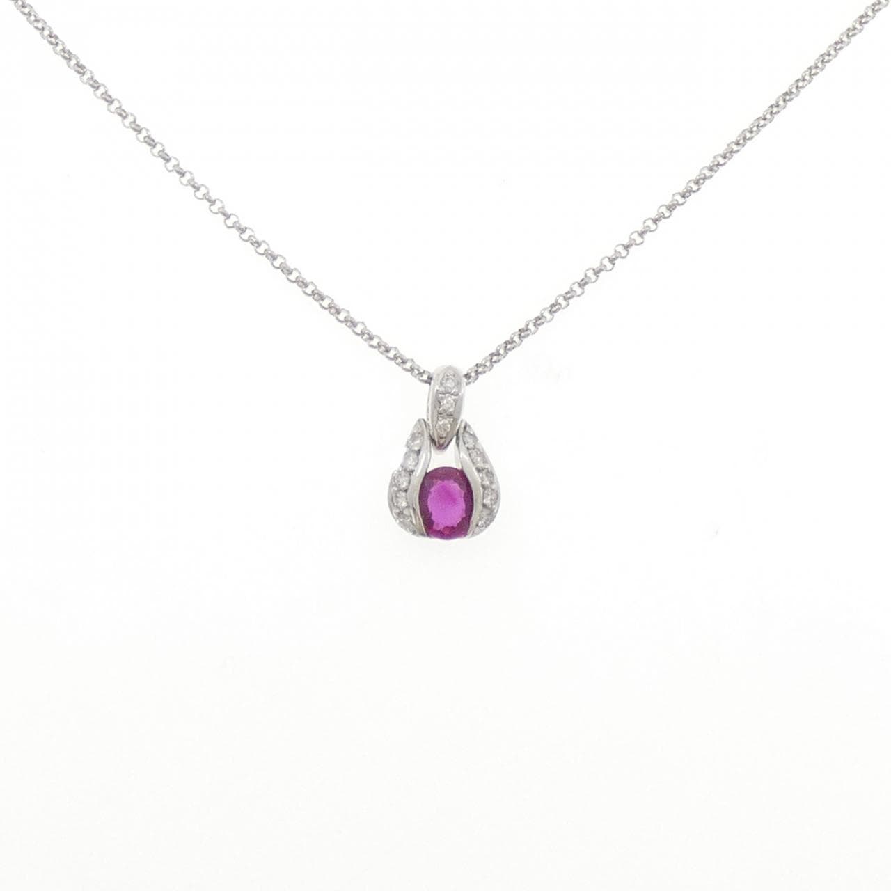 PT900/PT850 ルビー ネックレス 0.65CT