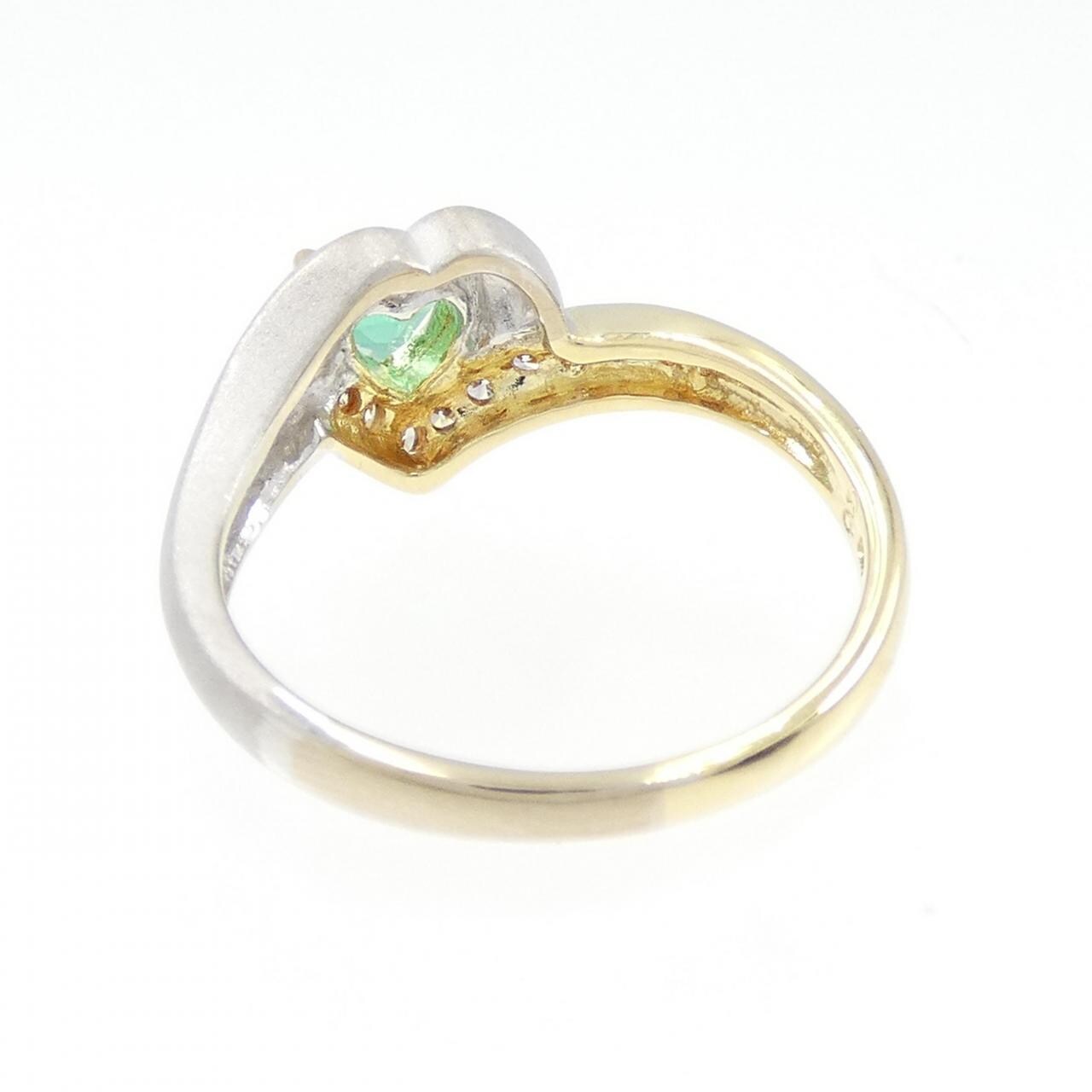 K18YG/K18WG ハート エメラルド リング 0.28CT