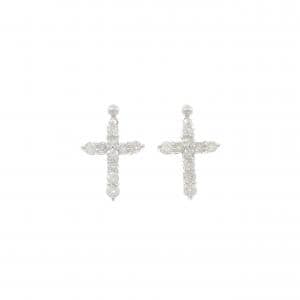 PT900 クロス ダイヤモンド ピアス 1.00CT