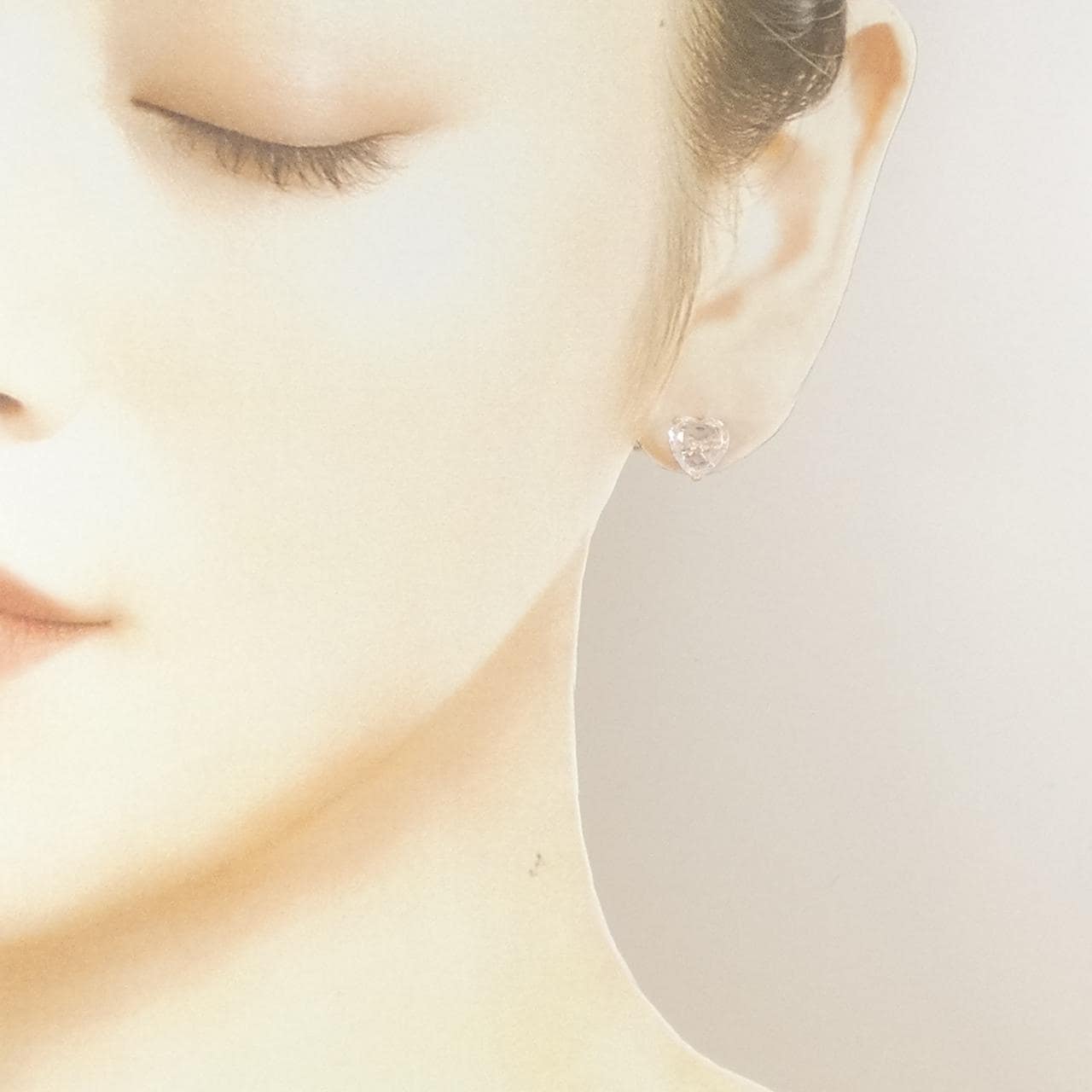 K10PG ハート×リボン キュービック ピアス