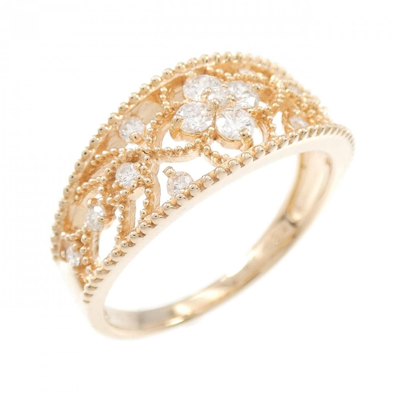 K18PG flower Diamond ring 0.30CT