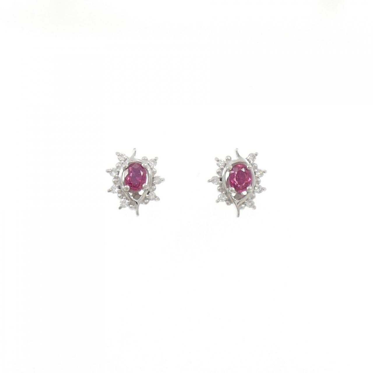 PT900 ルビー ピアス 0.44CT