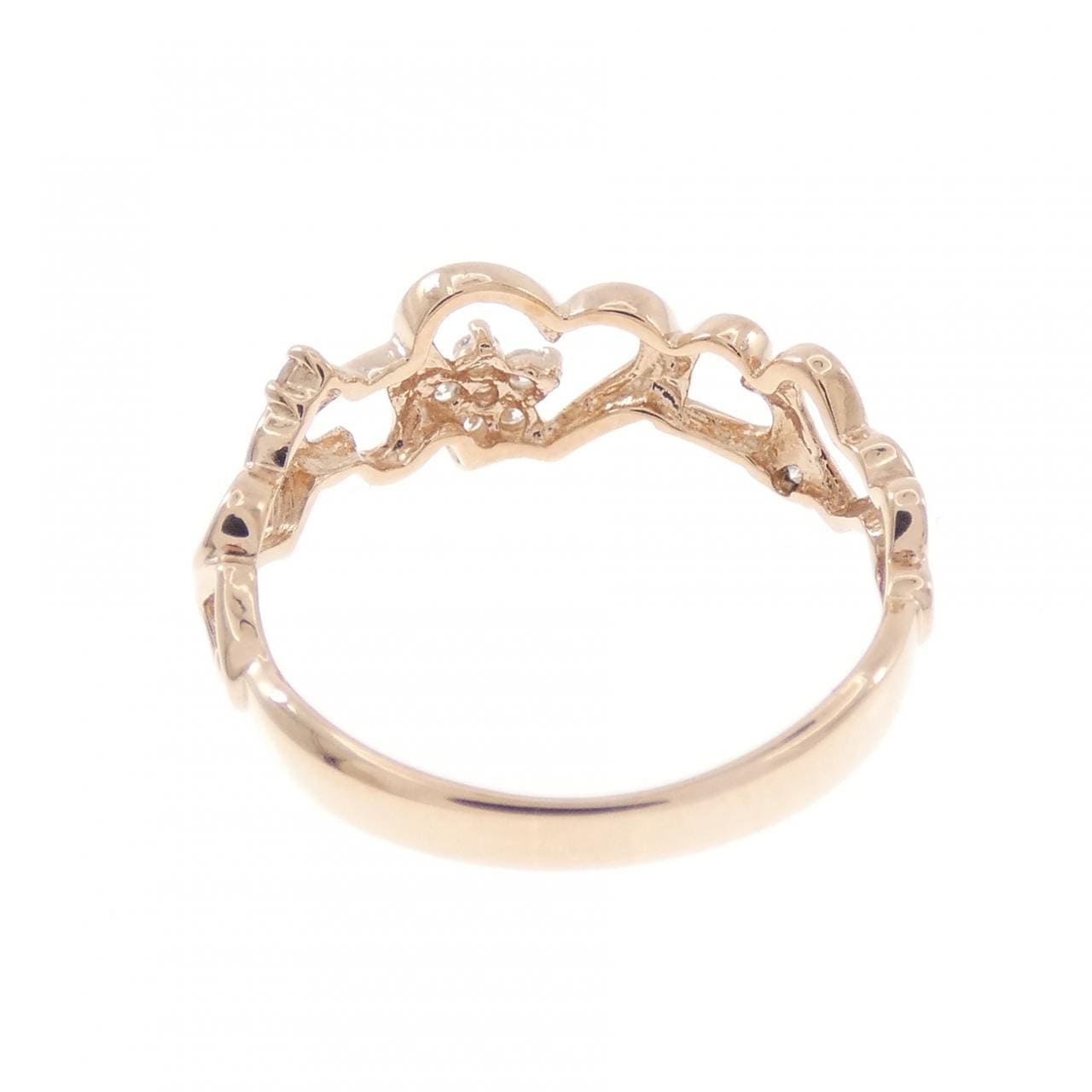 K10PG ハート ダイヤモンド リング