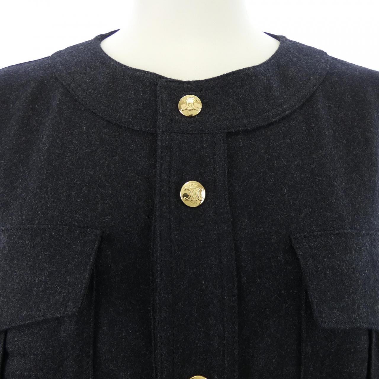 セリーヌ CELINE クロップトップ トリオンフ 2B708561F ノーカラージャケット