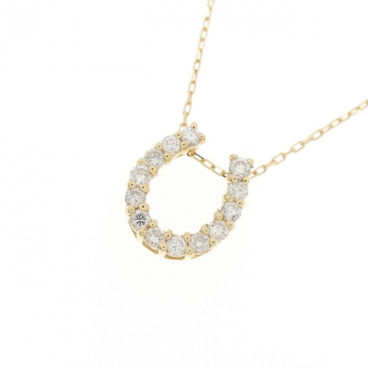 [BRAND NEW] 18K Yellow Gold Horseshoe Diamond Necklace 0.15CT