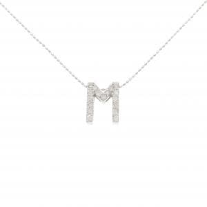 K18WG イニシャルM ダイヤモンド ネックレス 0.34CT