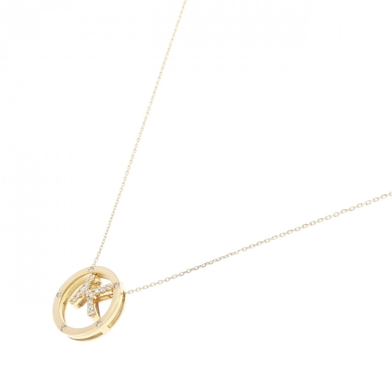 K18YG 2WAY Initial K Diamond Necklace 0.08CT