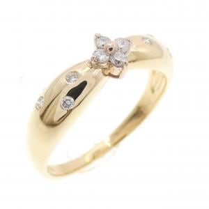K18YG フラワー ダイヤモンド リング 0.14CT