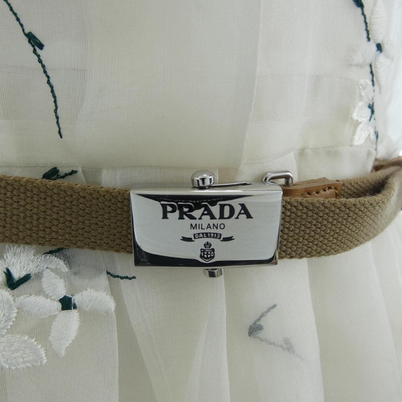 プラダ PRADA FLORAL EMBROIDERED SILK MIDI DRESS P3L88R SOOO 14KF ワンピース