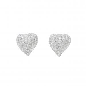 K18YG/K18WG ハート パヴェ ダイヤモンド ピアス 2.00CT