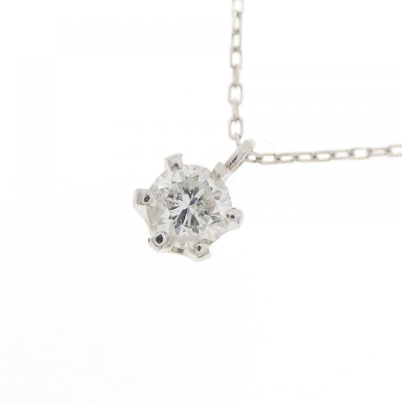 PT900/K18WG ソリティア ダイヤモンド ネックレス 0.30CT