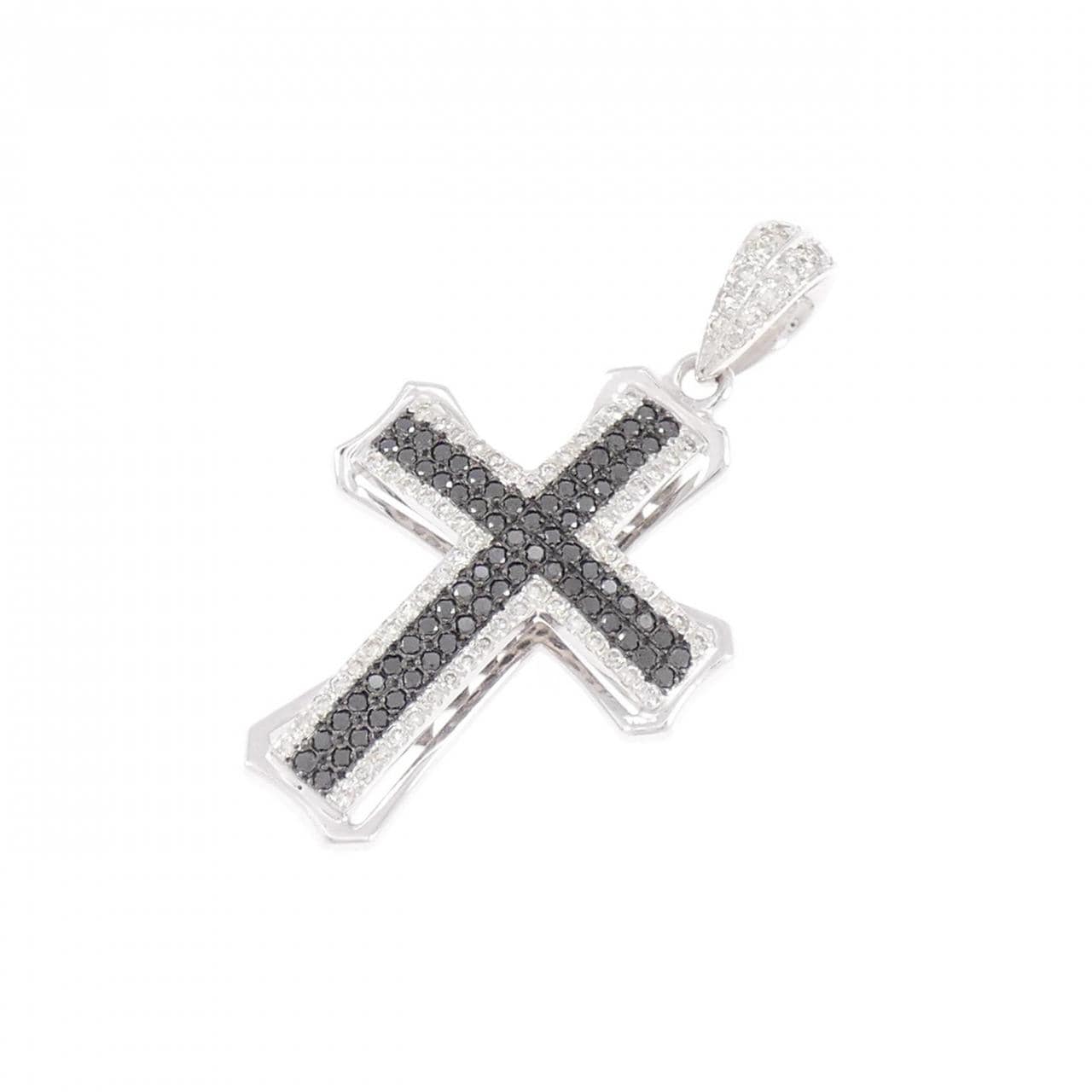 K18WG クロス ダイヤモンド ペンダント 0.42CT