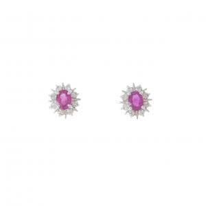 PT900 ルビー ピアス 0.50CT