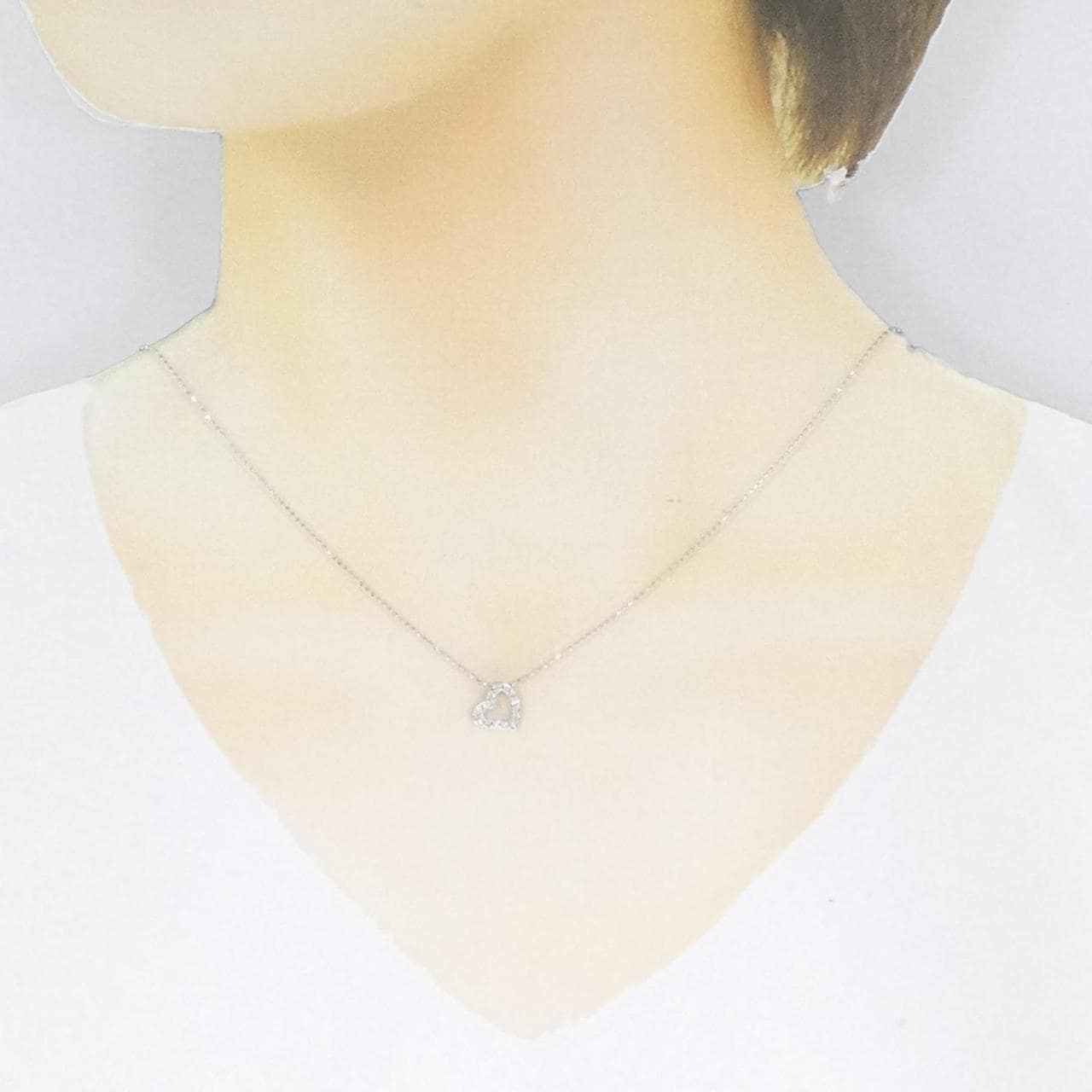 K14WG/14KWG heart Diamond necklace 0.12CT