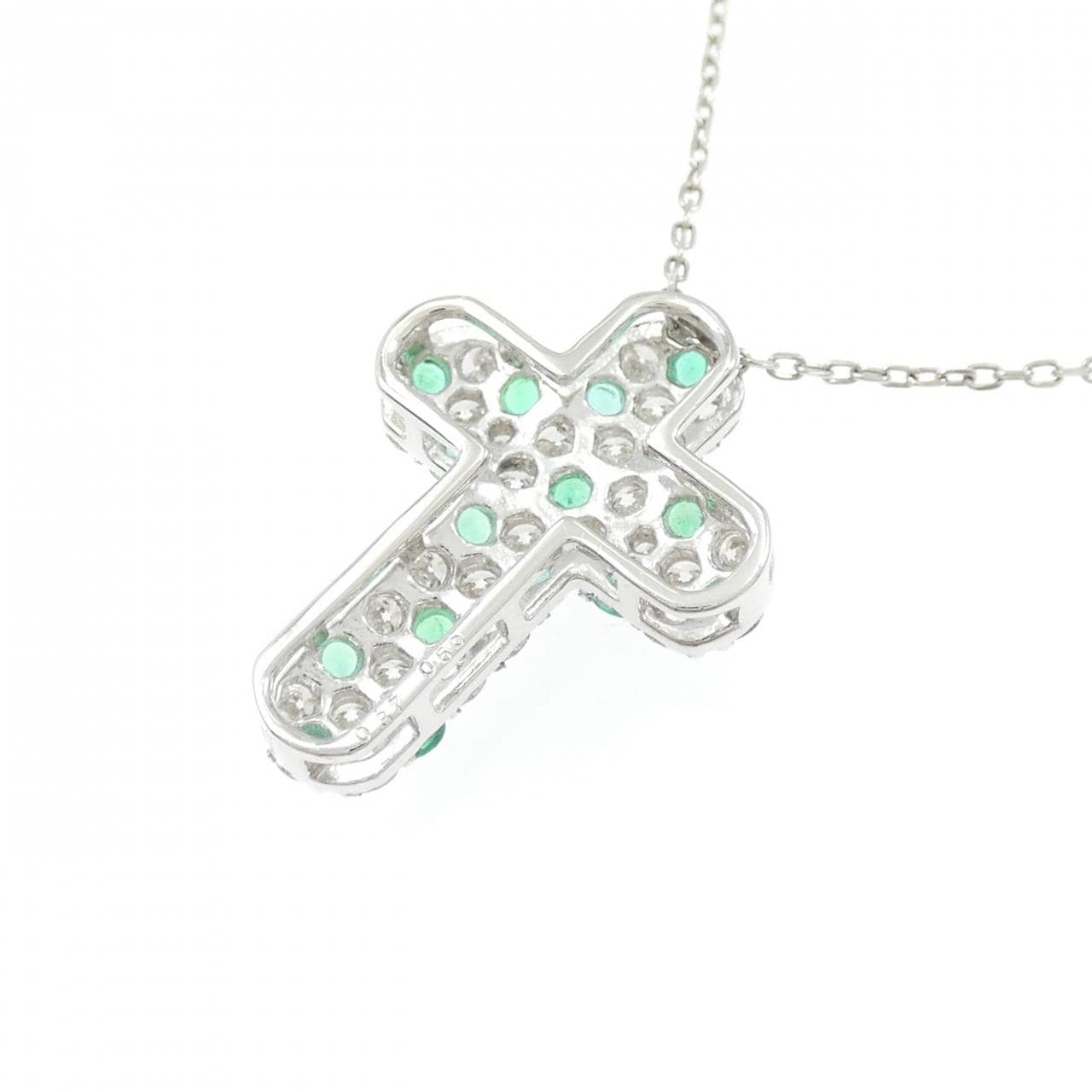 PT900/PT850 クロス エメラルド ネックレス 0.37CT
