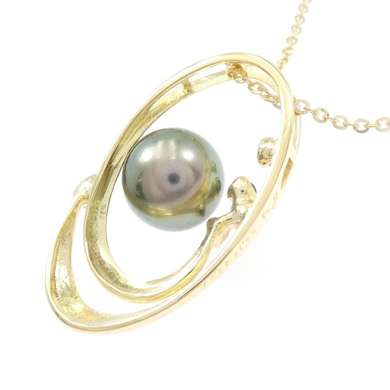 K18YG 黒蝶パール ネックレス 8.9mm