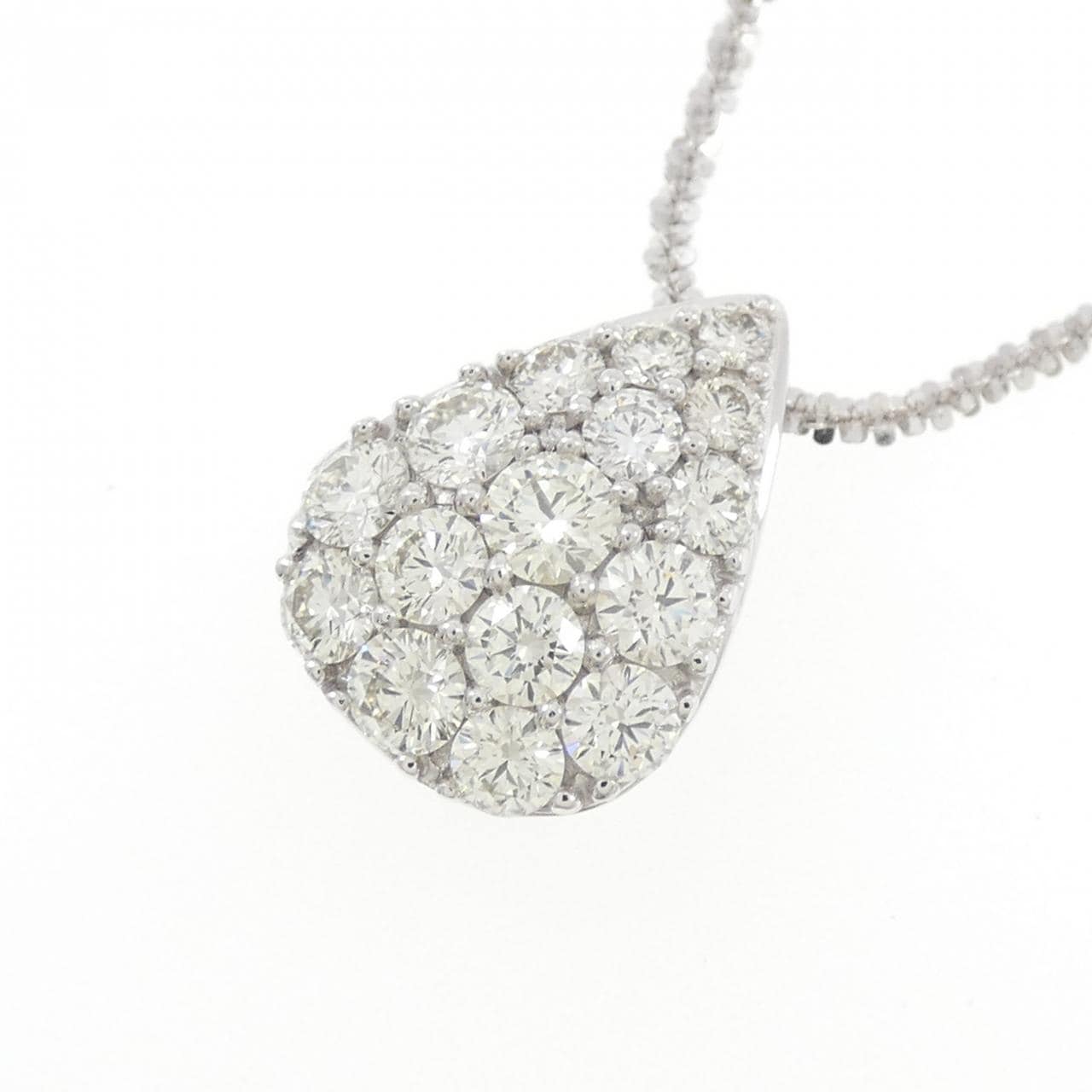 K18WG パヴェ ダイヤモンド ネックレス 1.00CT