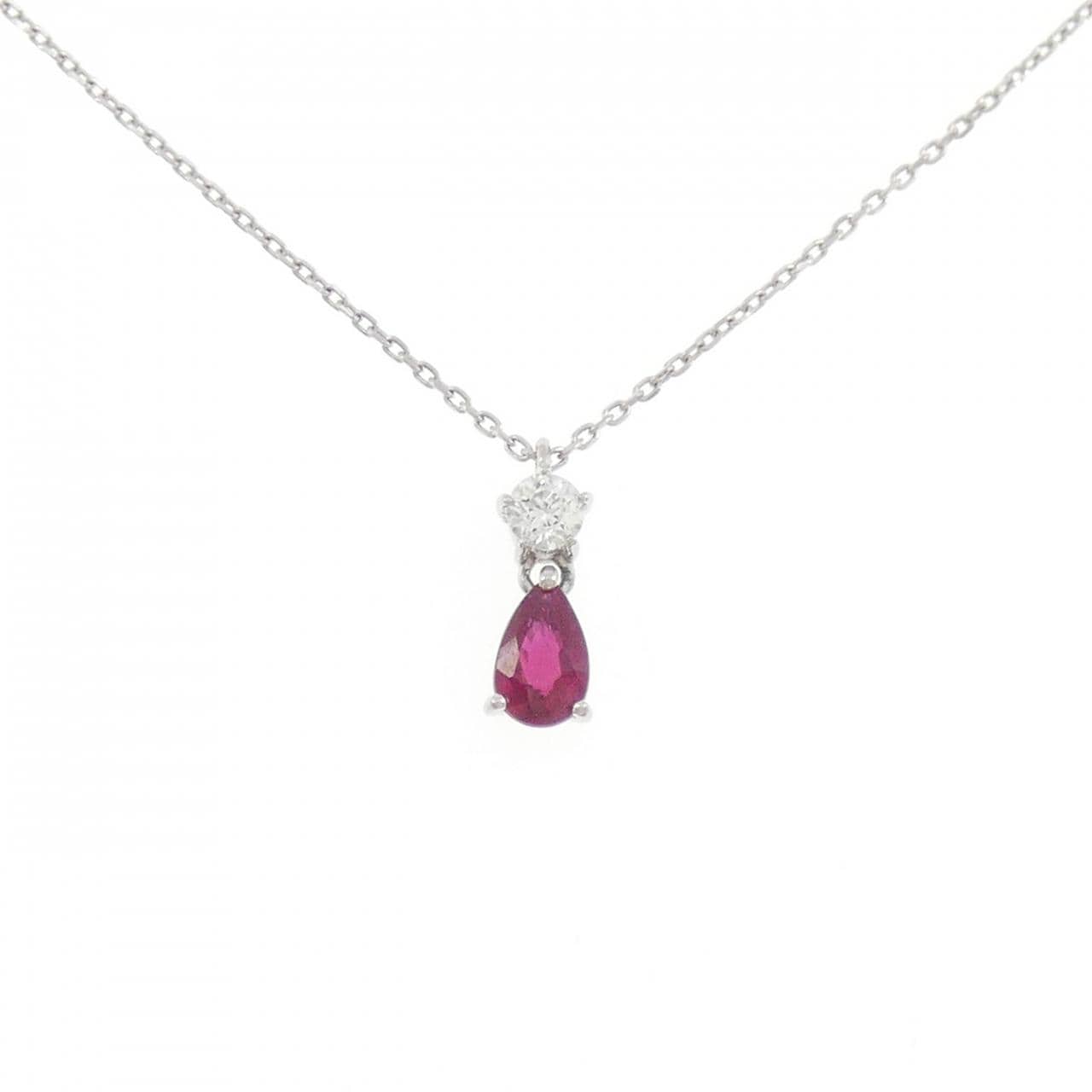 PT900/PT850 ルビー ネックレス 0.27CT