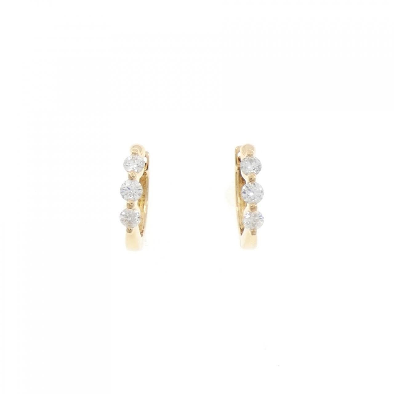 K18YG Three Stone Diamond Earrings 0.28CT