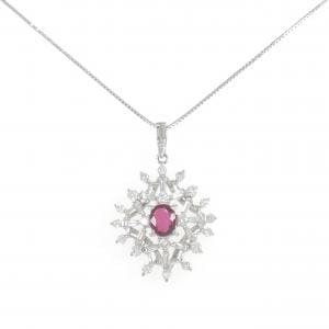 PT900/PT850 ルビー ネックレス 0.697CT