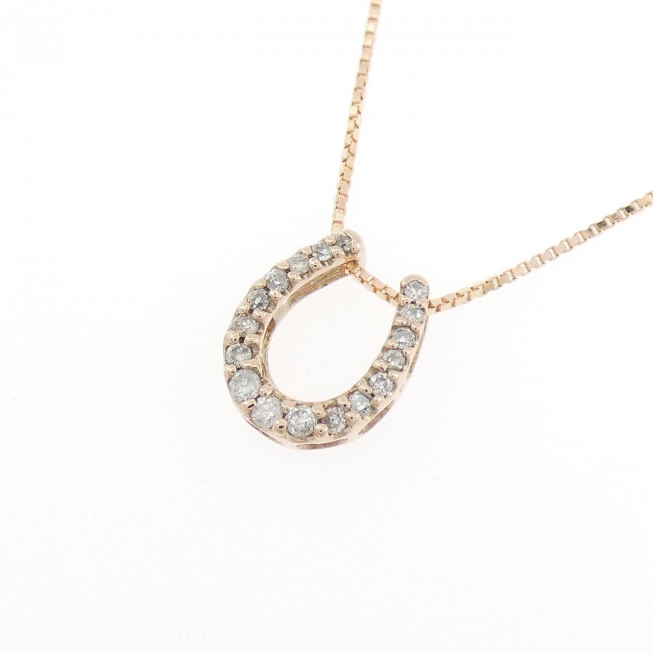 K10PG ホースシュー ダイヤモンド ネックレス 0.11CT