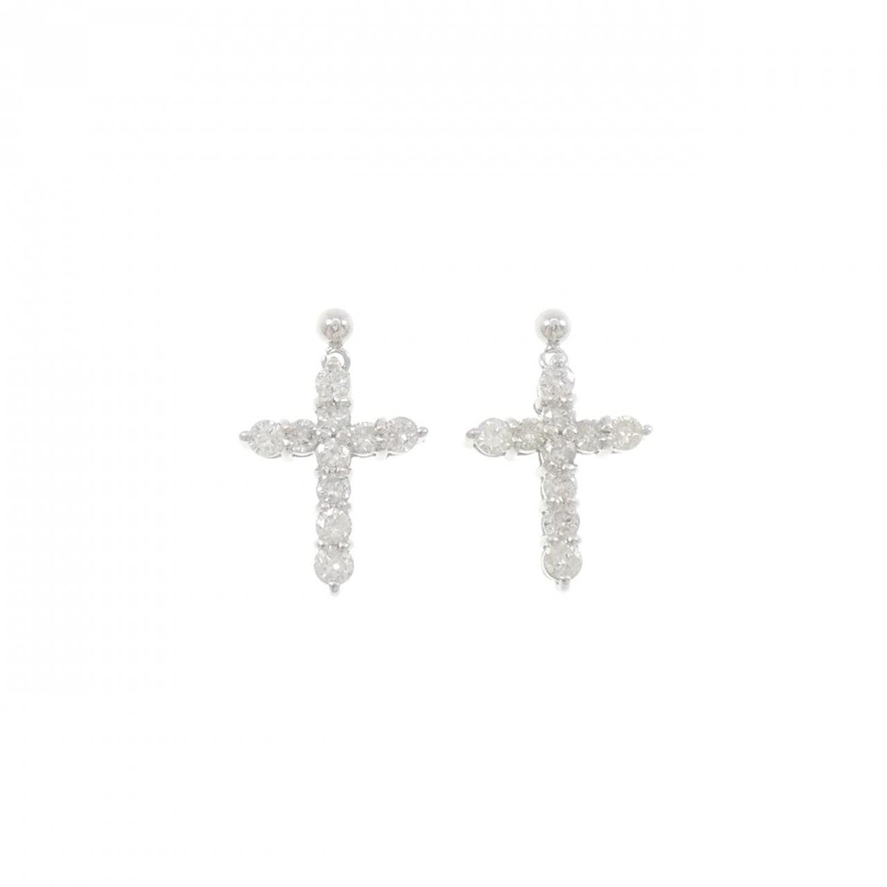 PT900 クロス ダイヤモンド ピアス 1.00CT