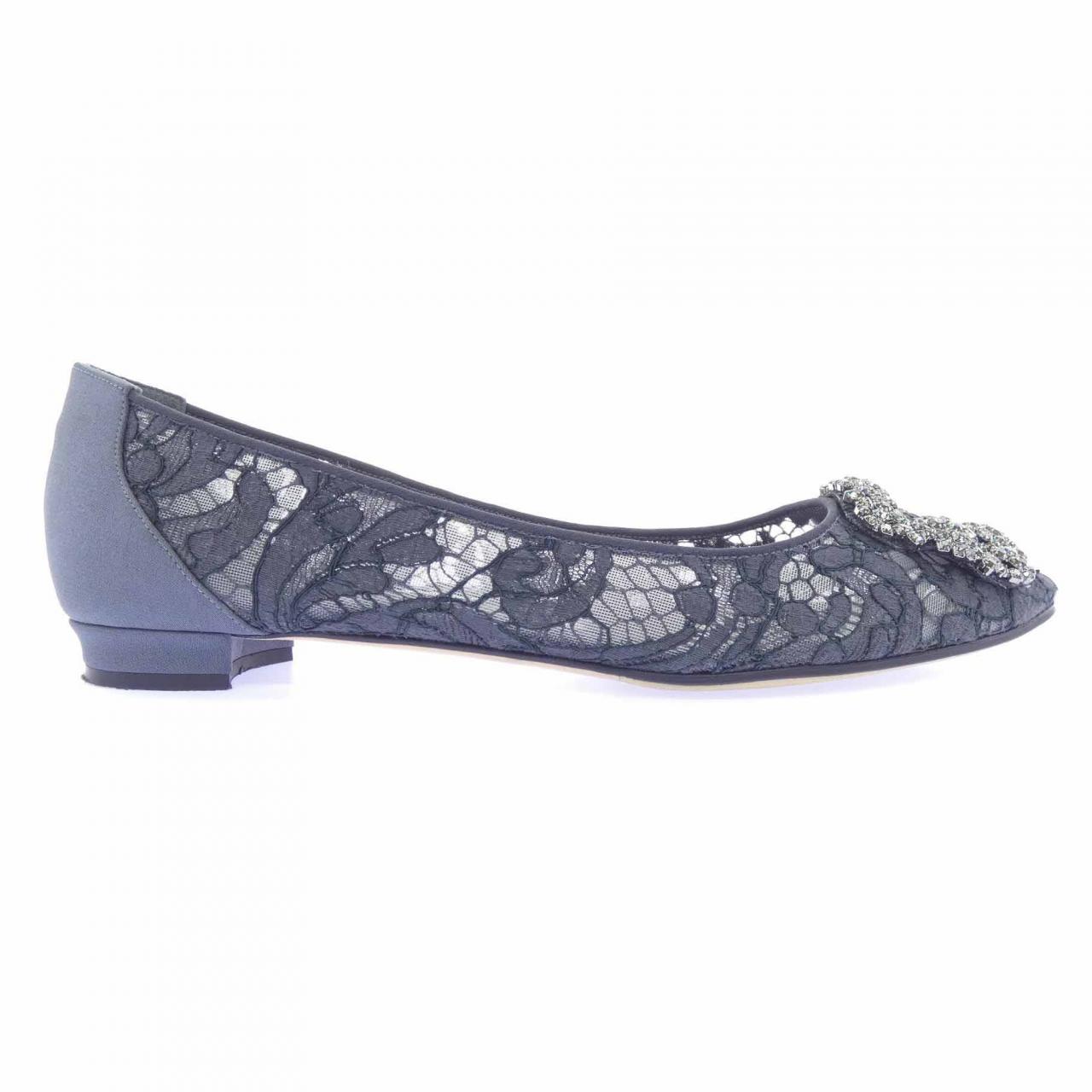 マノロブラニク MANOLO BLAHNIK HANGISIFLAT レース フラットシューズ