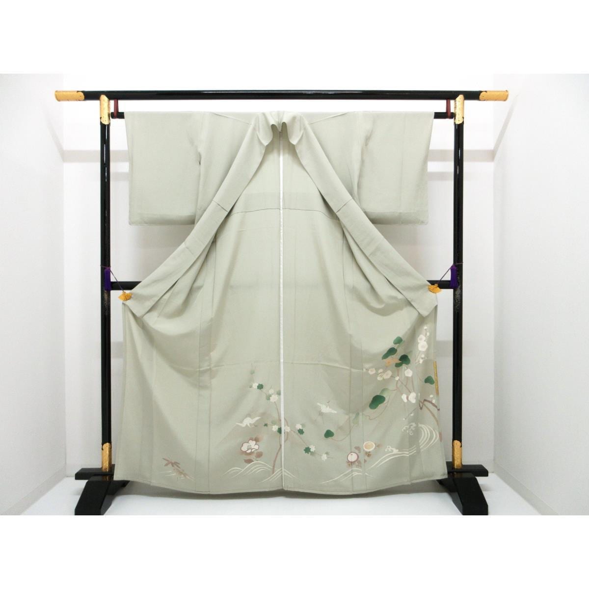 [未使用品] 单层、彩色和服、可作为正式和服使用、友禅金箔饰面、圆形紫藤、袖长 S 码