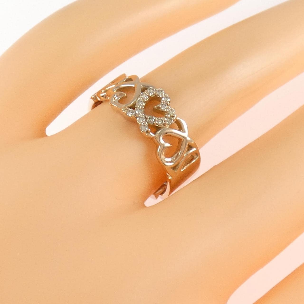 K18PG/PT900 ハート ダイヤモンド リング 0.32CT