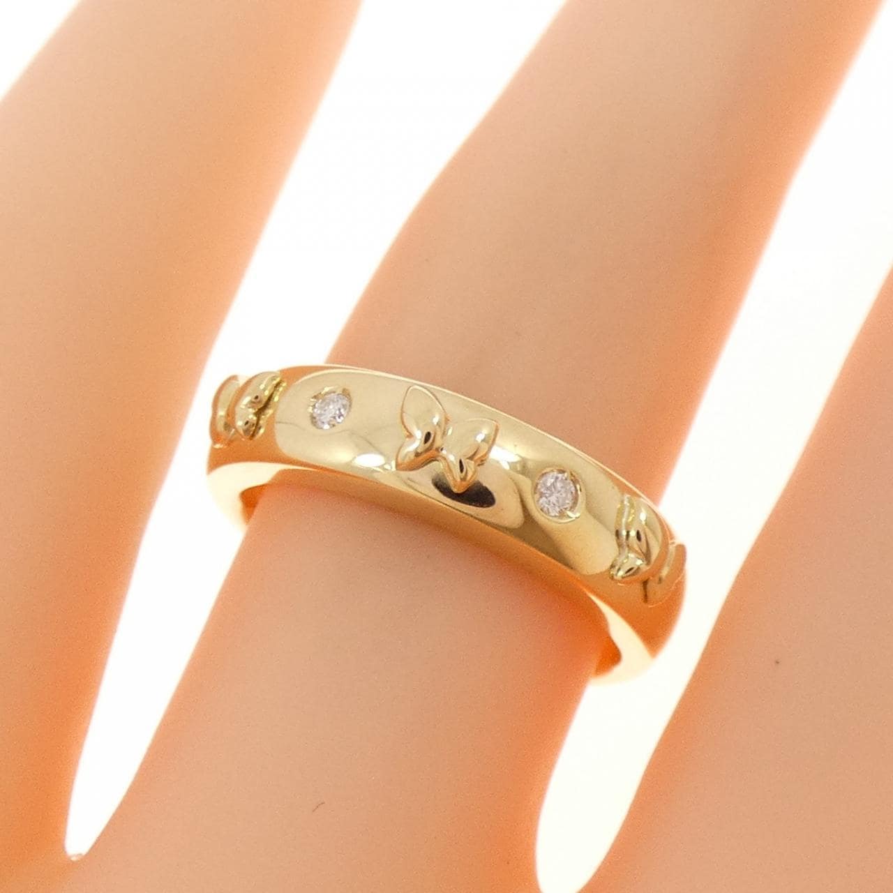 K18YG バタフライ ダイヤモンド リング 0.02CT