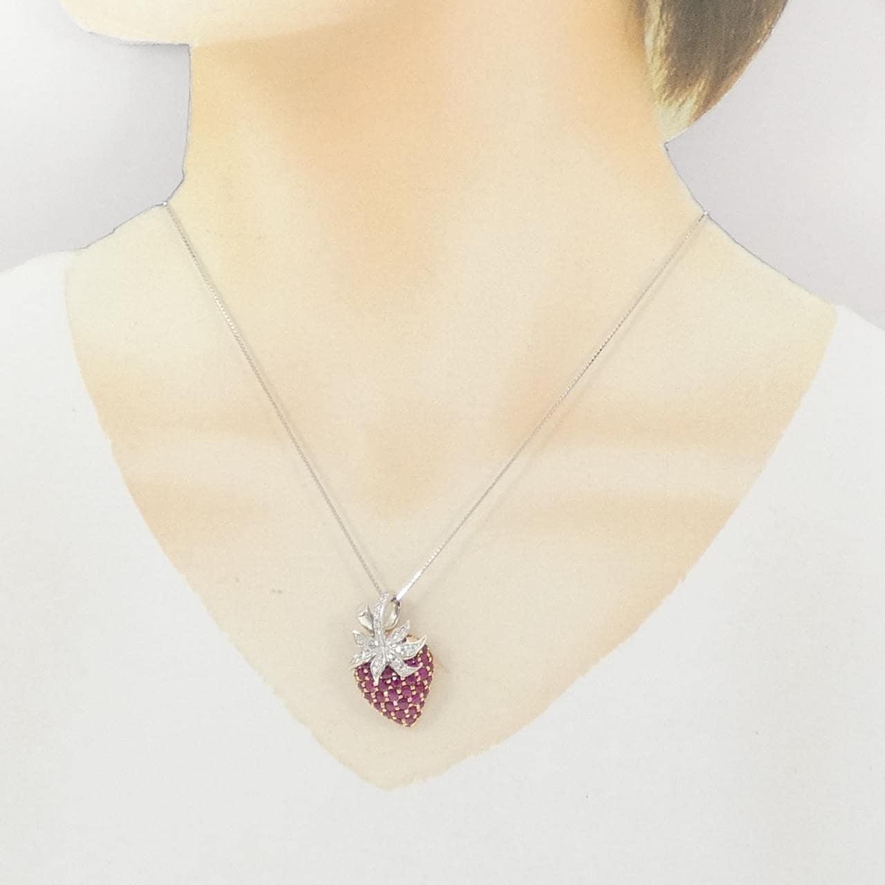 K18WG/K18PG ルビー ネックレス 3.94CT