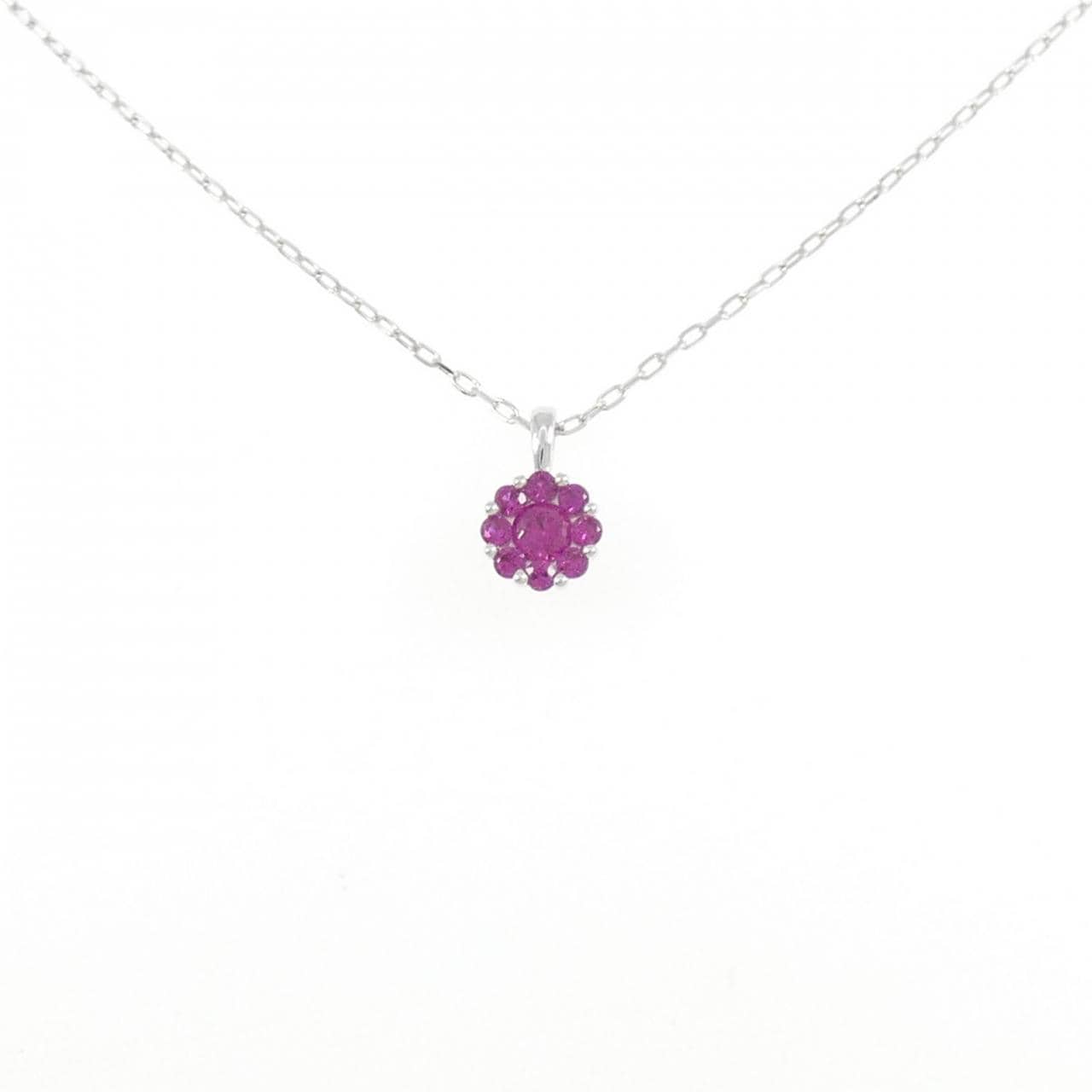 K18WG  ルビー ネックレス 0.25CT