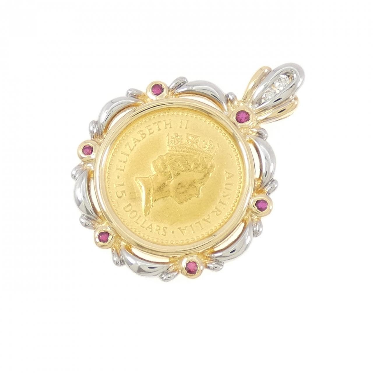 750/750WG(枠) ルビー コイン ペンダント