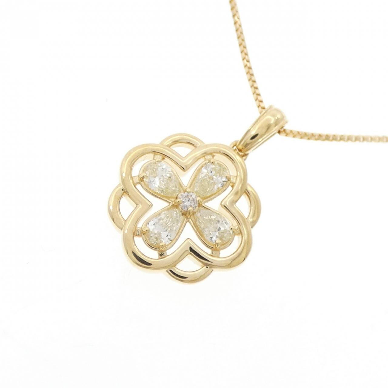 【新品】K18YG フラワー ダイヤモンド ネックレス 0.22CT