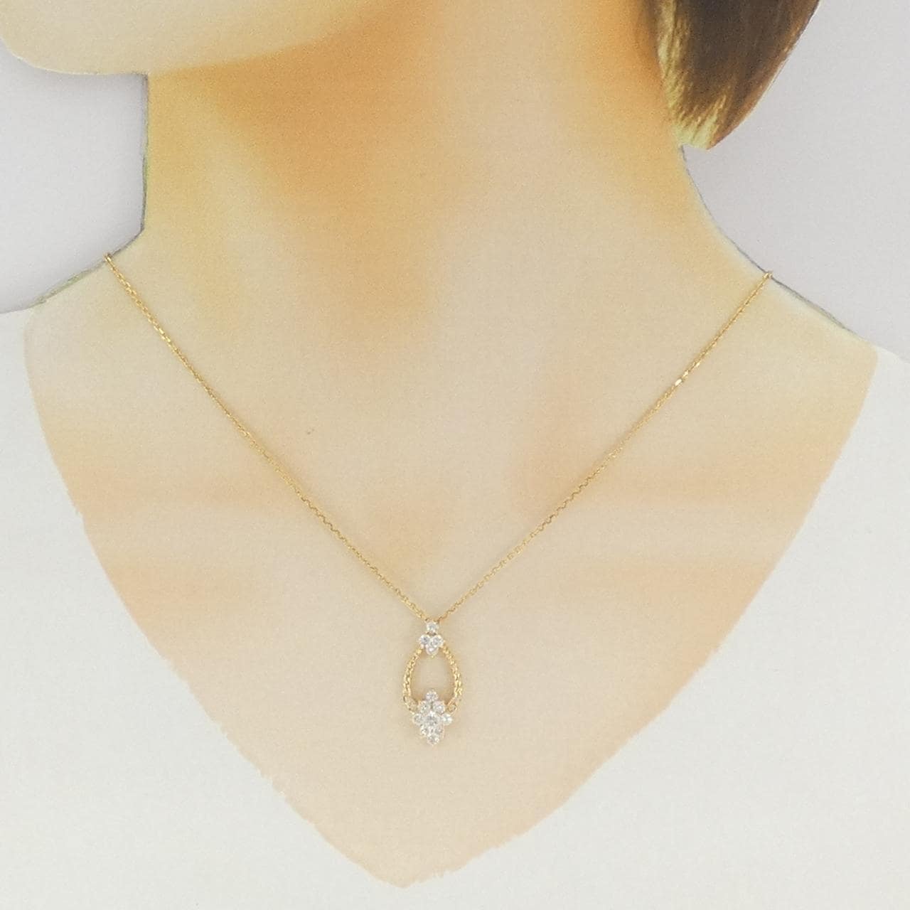 K18YG フラワー ダイヤモンド ネックレス 0.80CT