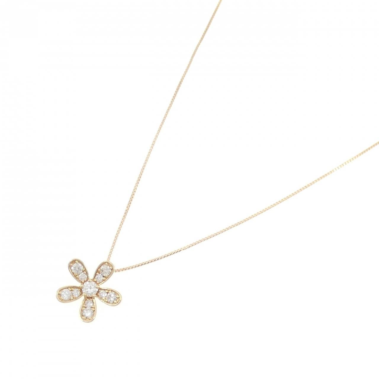 K18YG フラワー ダイヤモンド ネックレス 0.30CT