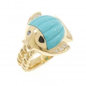 K18YG フィッシュ ターコイズ リング 2.57CT