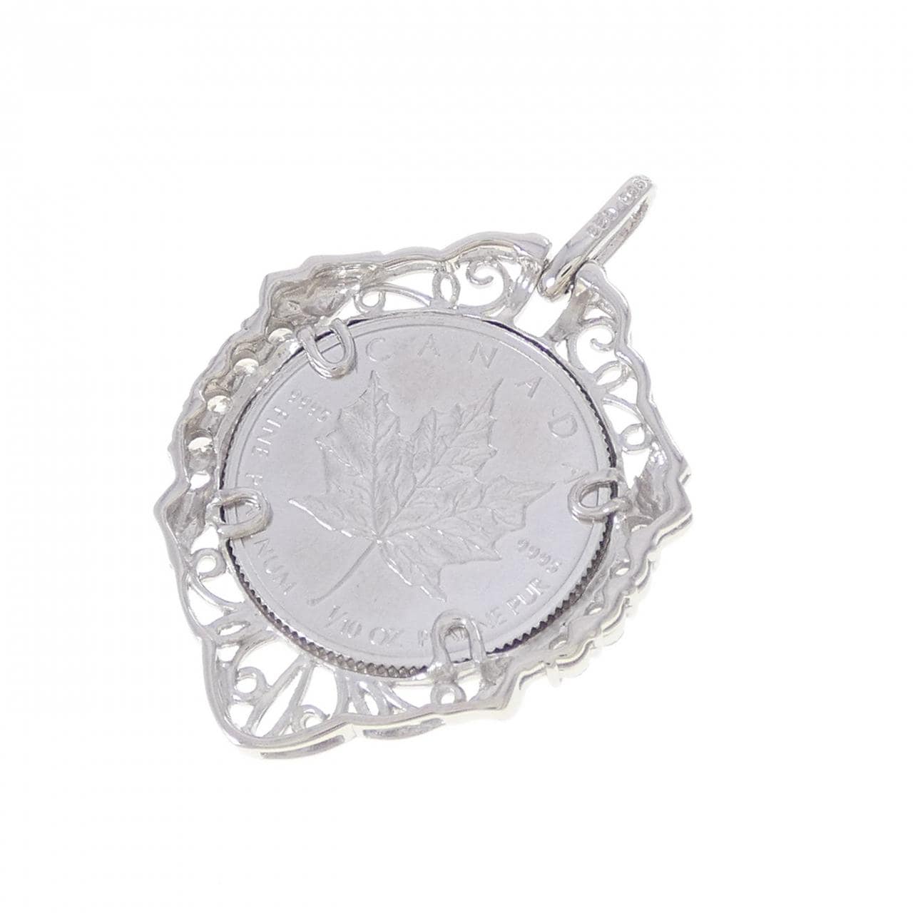 PT900(枠) ダイヤモンド コイン ペンダント 0.23CT