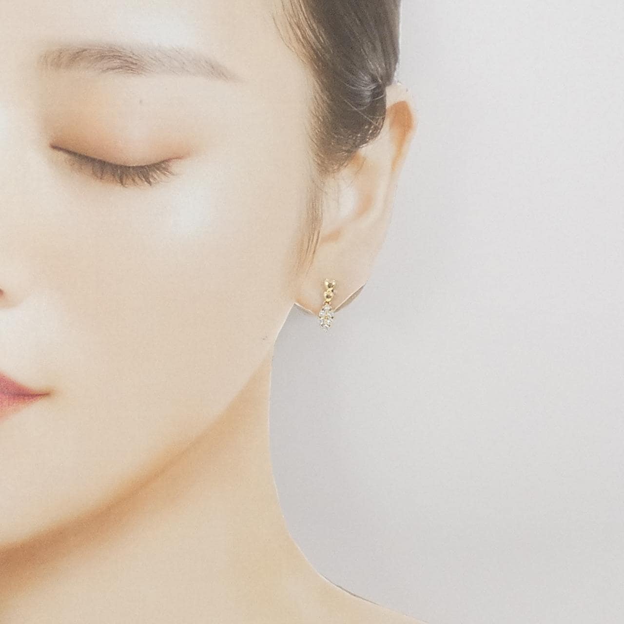 K18YG ハート ダイヤモンド ピアス