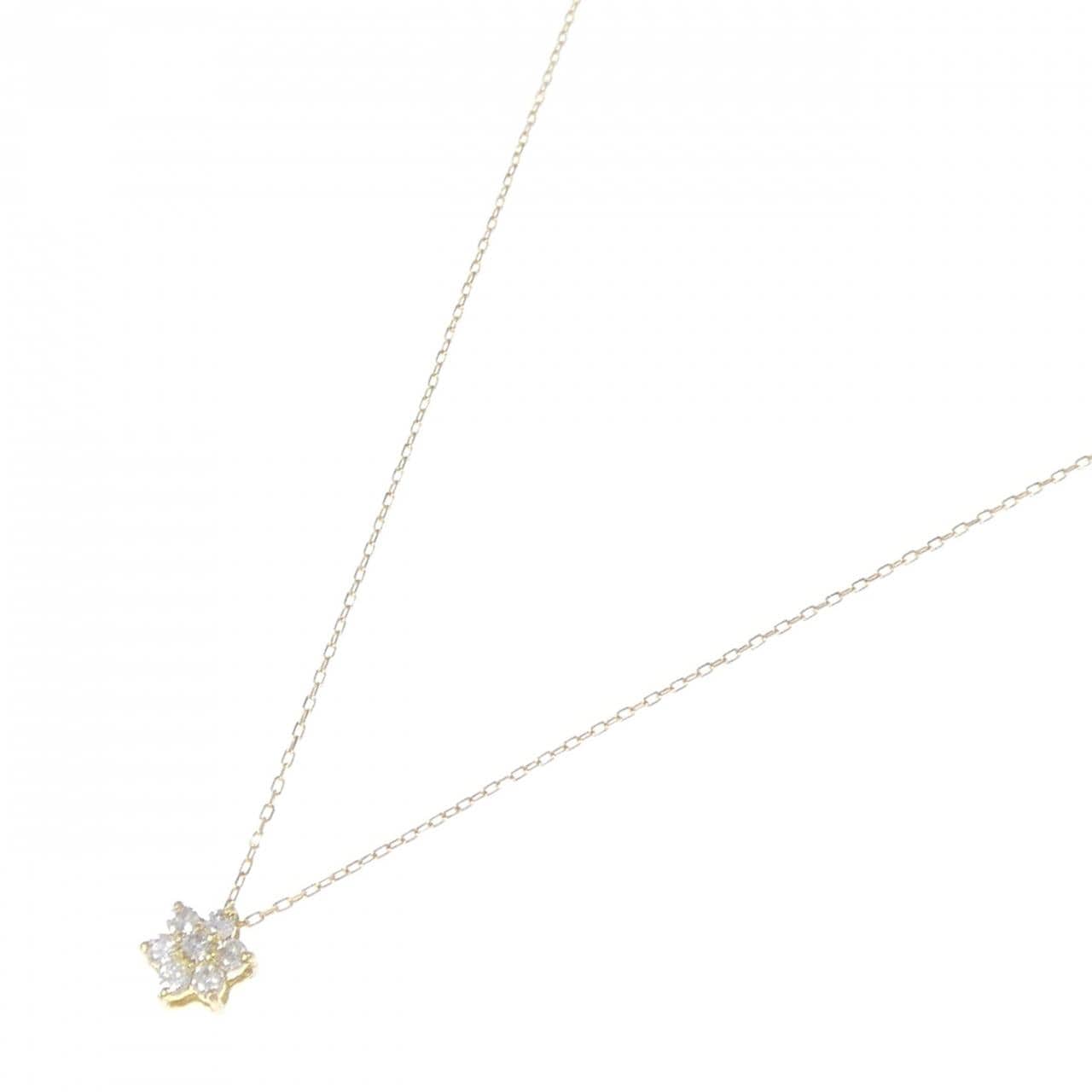 【新品】K18YG フラワー ダイヤモンド ネックレス 0.10CT