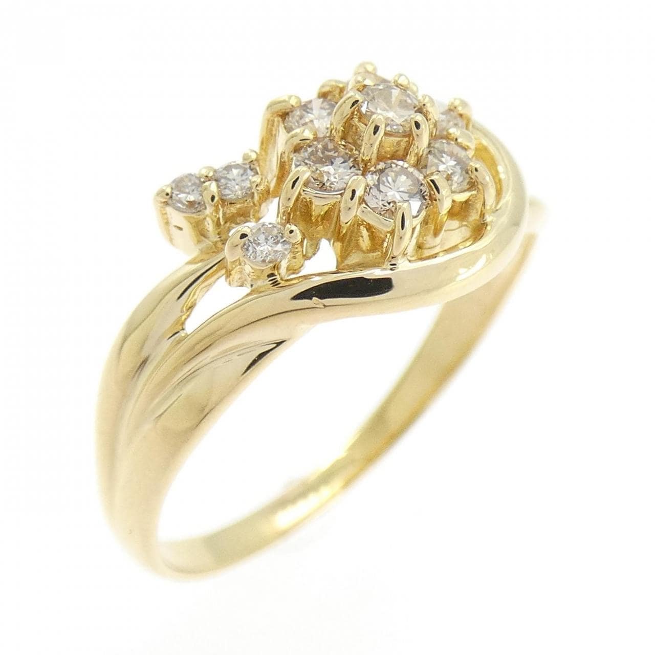K18YG フラワー ダイヤモンド リング 0.30CT